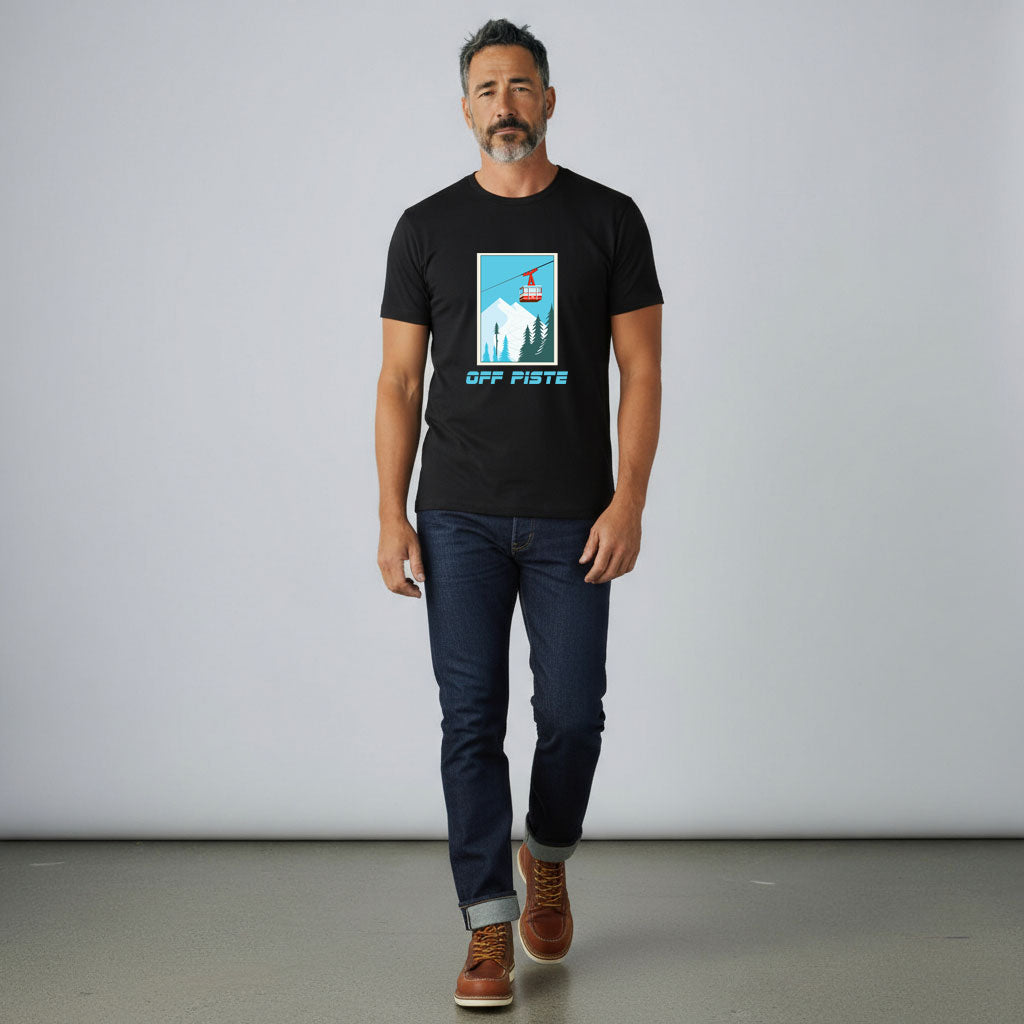 OFF PISTE CABLE CAR T SHIRT BLACK
