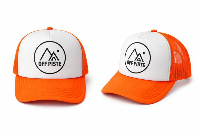 OFF PISTE CIRCLE LOGO FOAM MESH TRUCKER CAP FLURO ORANGE WHITE