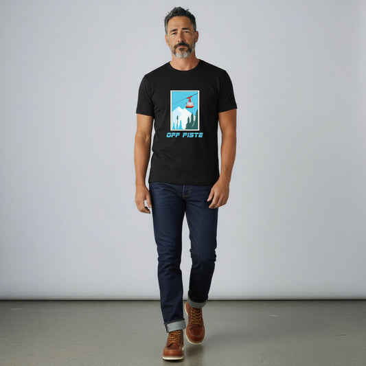 OFF PISTE CABLE CAR T SHIRT BLACK