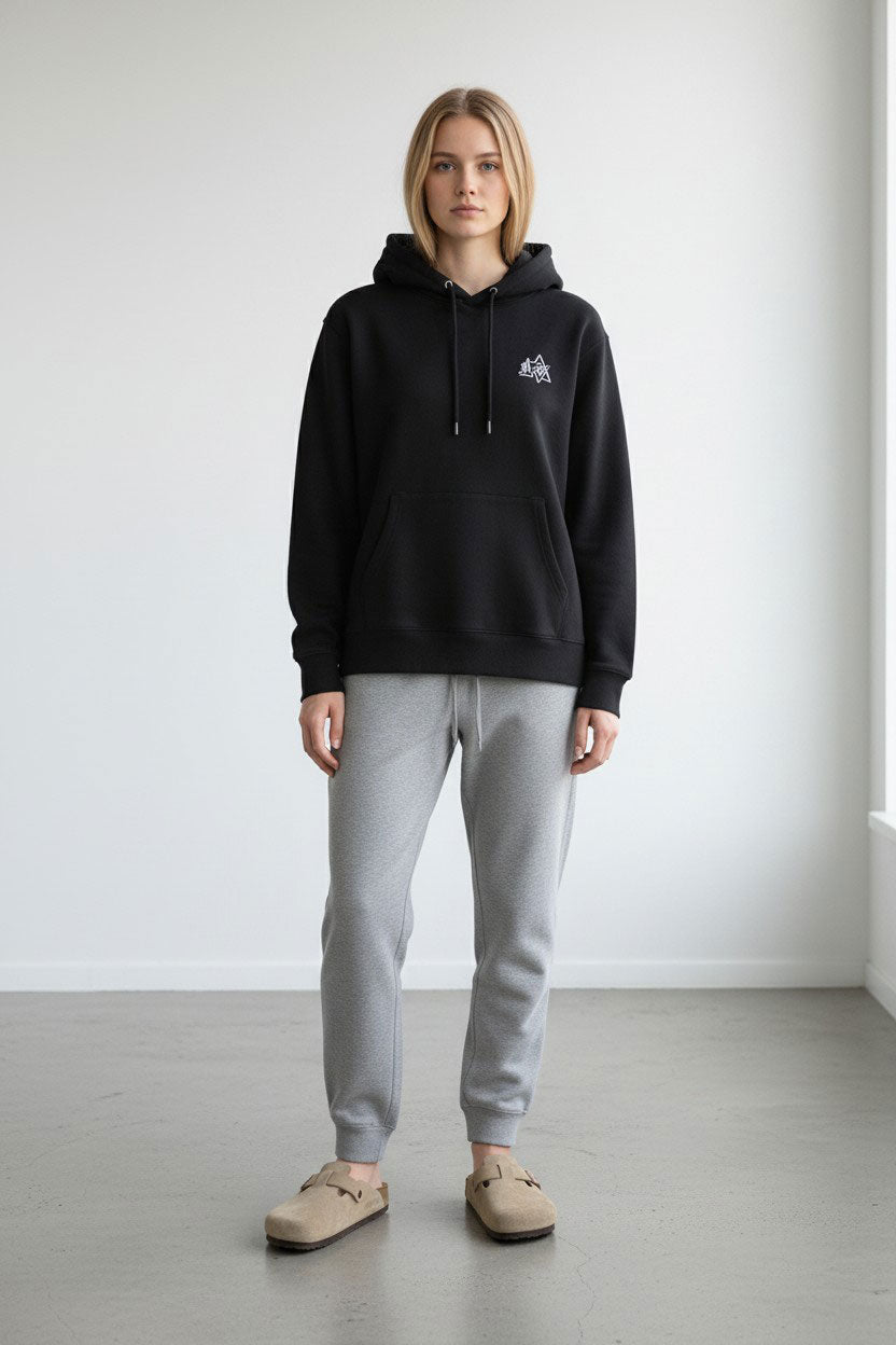 OFF PISTE DOWNHILL BACK PRINT HOODY BLACK