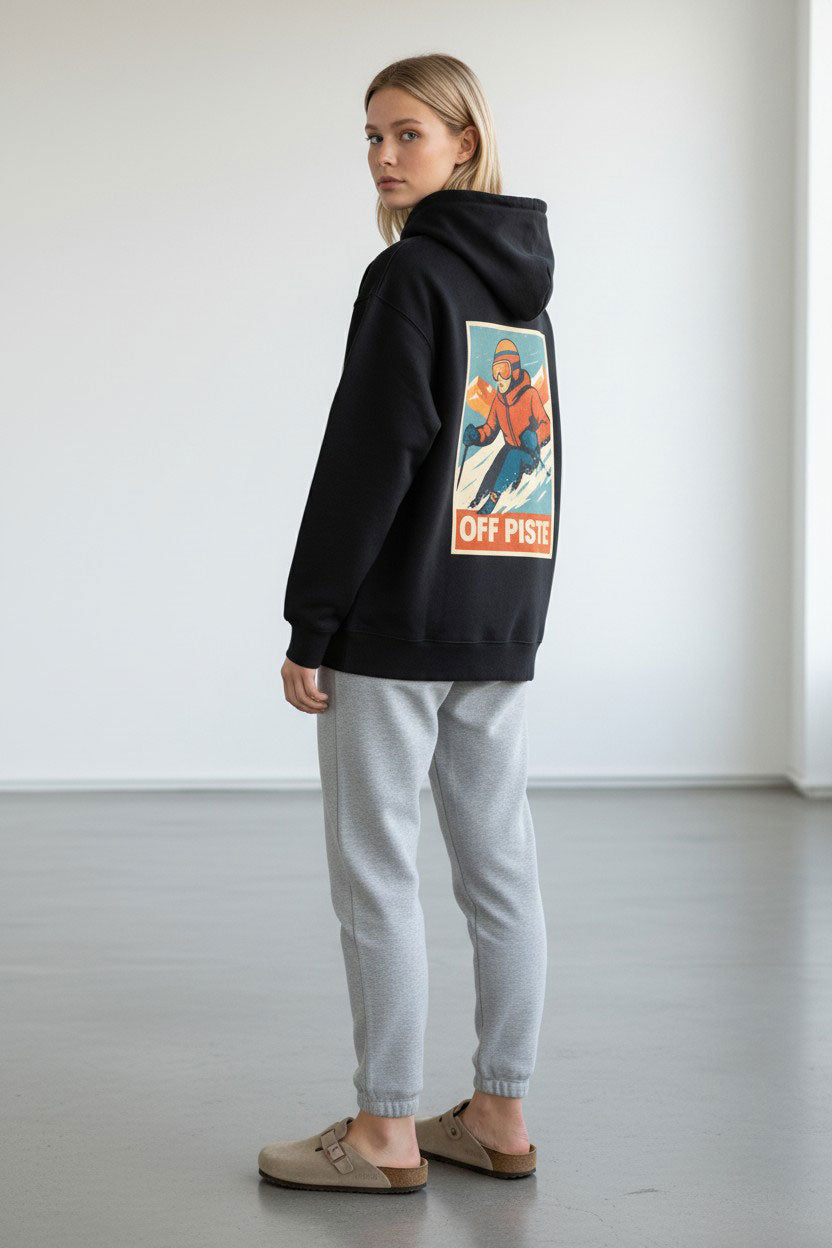 OFF PISTE DOWNHILL BACK PRINT HOODY BLACK