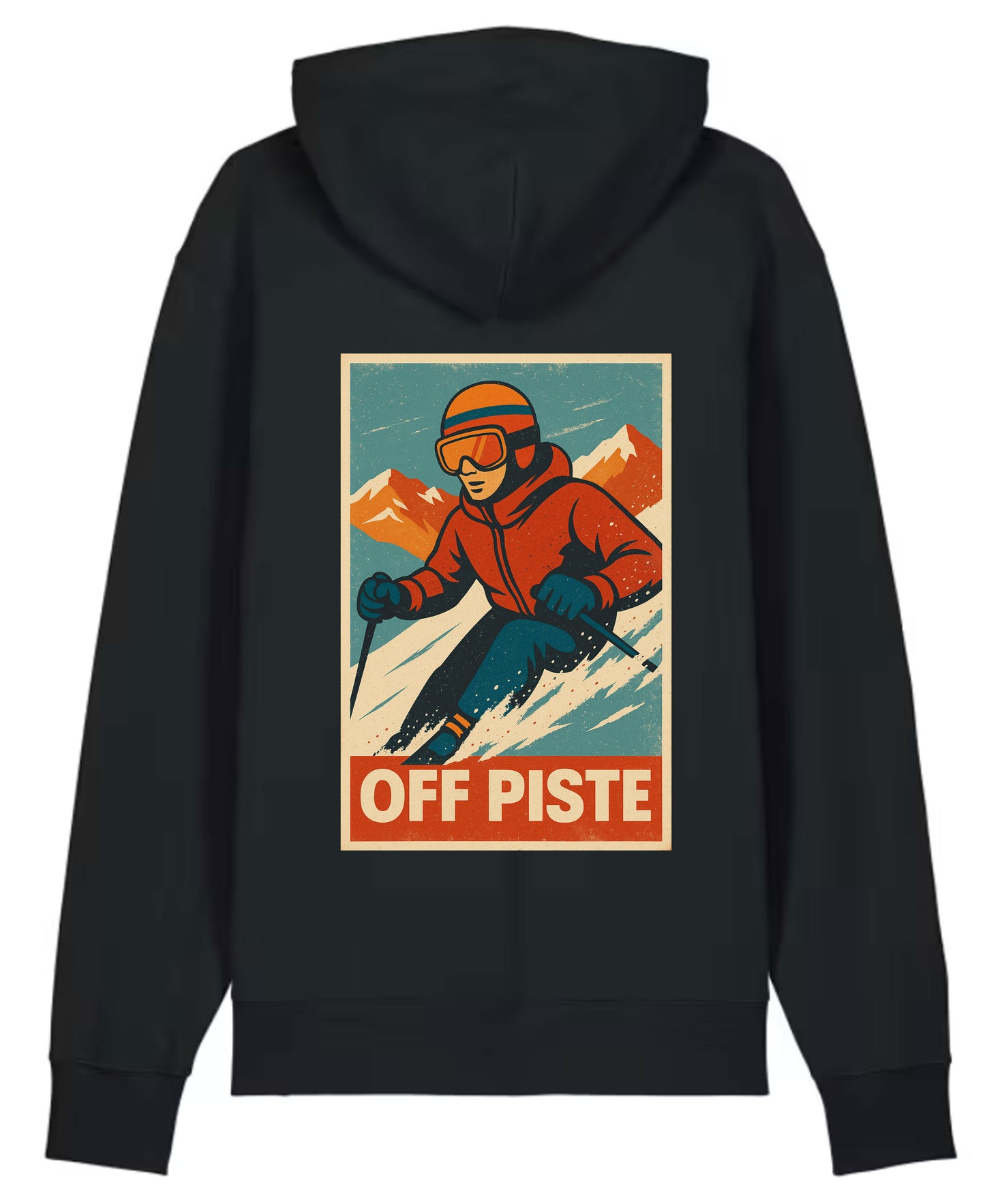 OFF PISTE DOWNHILL BACK PRINT HOODY BLACK