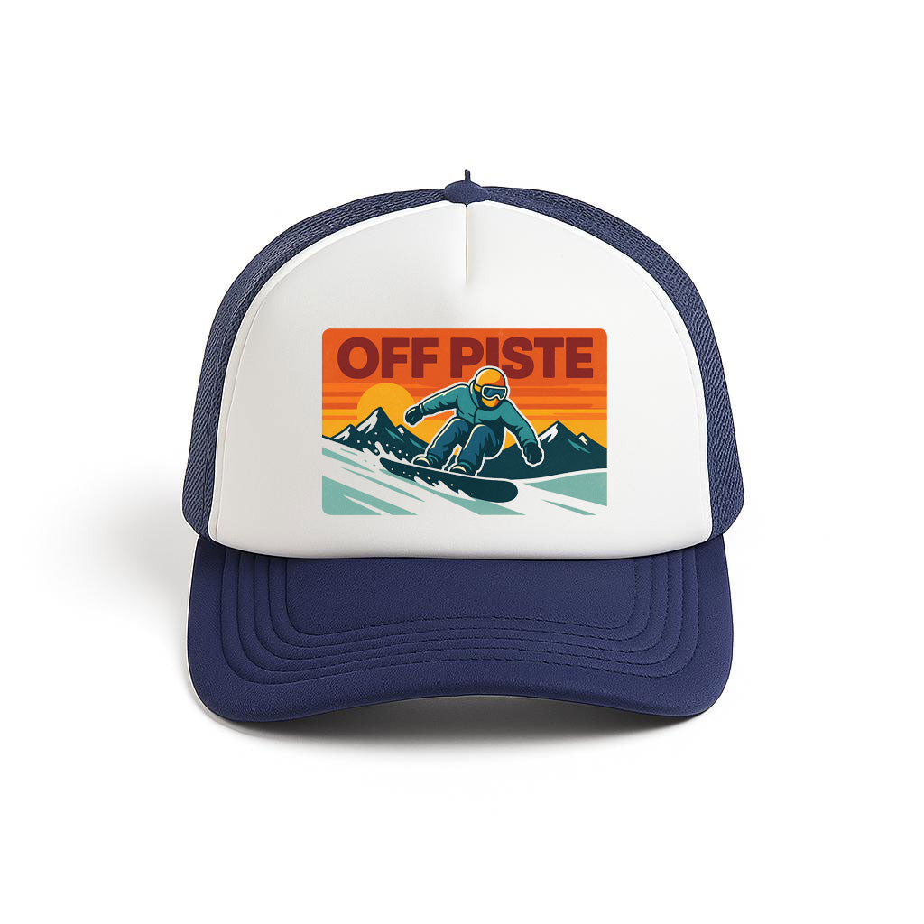 OFF PISTE SNOWBOARDING FOAM MESH TRUCKER CAP NAVY WHITE