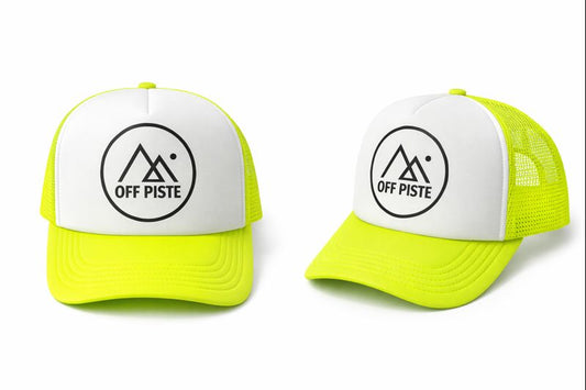 OFF PISTE CIRCLE LOGO FOAM MESH TRUCKER CAP FLURO YELLOW WHITE