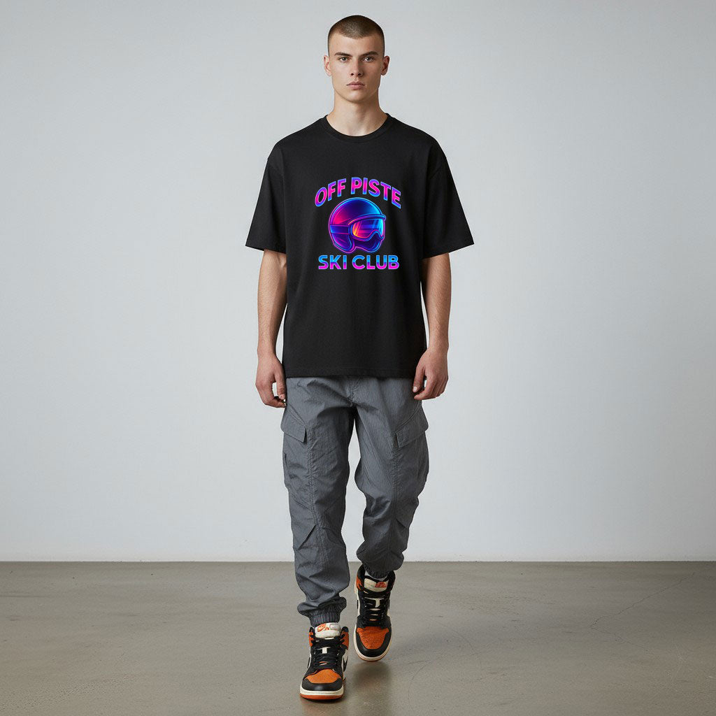 OFF PISTE ELECTRO SKI CLUB T SHIRT BLACK