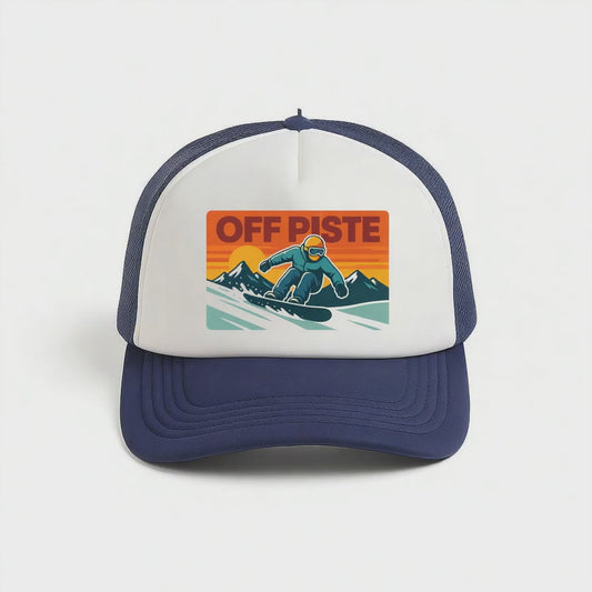 OFF PISTE SNOWBOARDING FOAM MESH TRUCKER CAP NAVY WHITE