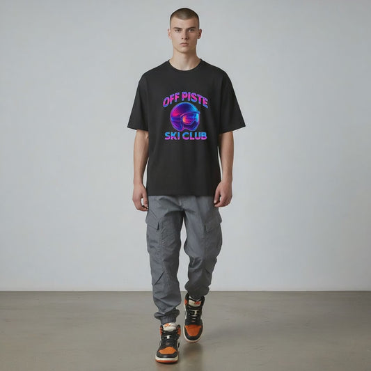 OFF PISTE ELECTRO SKI CLUB T SHIRT BLACK