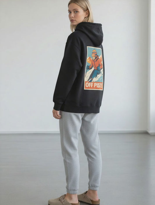 OFF PISTE DOWNHILL BACK PRINT HOODY BLACK